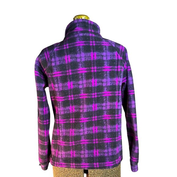 Columbia Youth Purple Plaid Full-Zip Fleece Jacket Size L - Picture 3 of 6